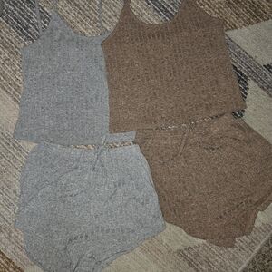 Cozy Knit Lounge Set in Gray and Brown